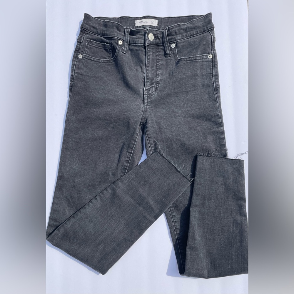 MADEWELL Black Denim 9"‎ High Rise Skinny Jeans Raw Hem | 26